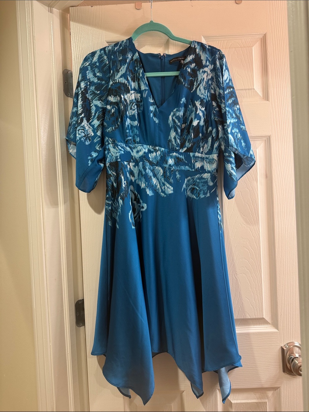 White House Black Market Teal & Blue Asymmetrical Dress